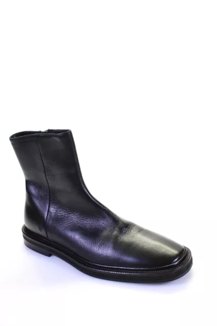 ACNE Studios Mens Leather Side Zipped Square Toe Ankle Boots Black Size EUR39