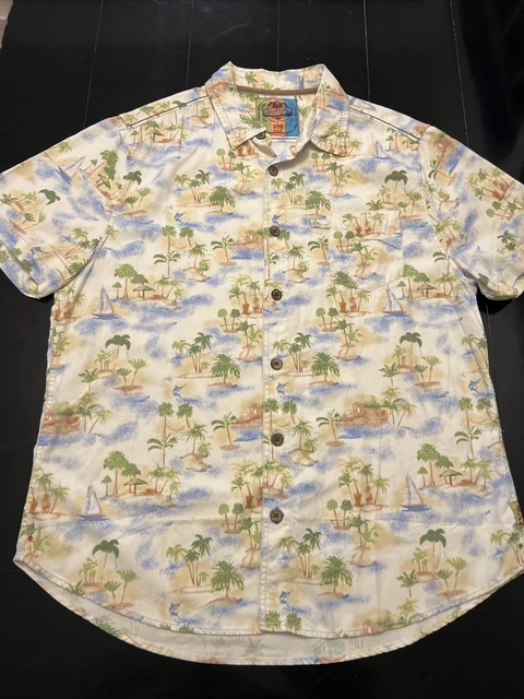 NWOT Jimmy Buffett’s Margaritaville HIBISCUS Flowers Hawaiian Aloha Shirt Medium
