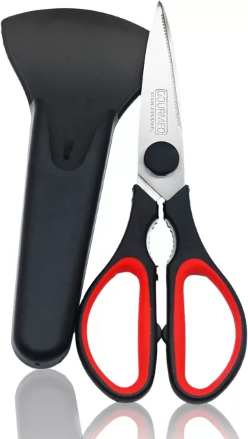 GOURMEO Kitchen Scissors Made of Stainless Steel, Multi-Functional, with Case