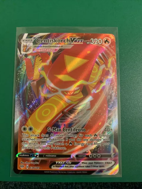 Pokemon TCG SS Darkness Ablaze 034/189 Centiskorch VMAX Holographic Rare  Card