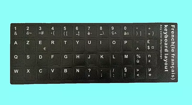 Autocollant clavier azerty lettres sticker touche Français Noir PC Ordinateur