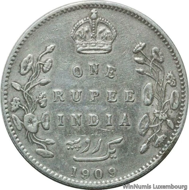 V5872 British India 1 Rupee Edward VII 1909 B Bombay Silver -> Make offer