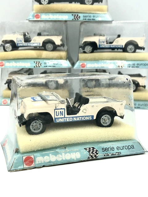 Miniature Mebetoys Mattel – Jeep Willys CJ – Casques Bleus (UN/ONU) – Échelle 1/43 – Boîte D'origine – Neuf