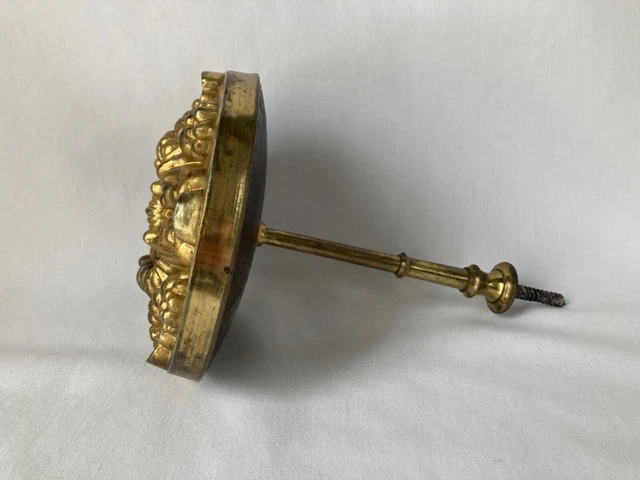 5" Antique Brass Gilt 19th Century Victorian Rosette Curtain Tie Back Hardware 12