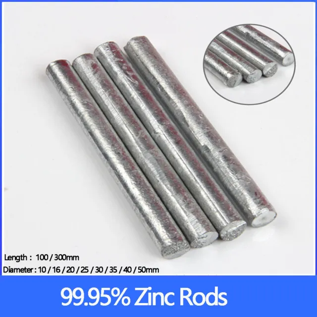 99.95% Solid Zinc Rods Round Bar Anode Electroplating High Purity Zn Dia 10-50mm