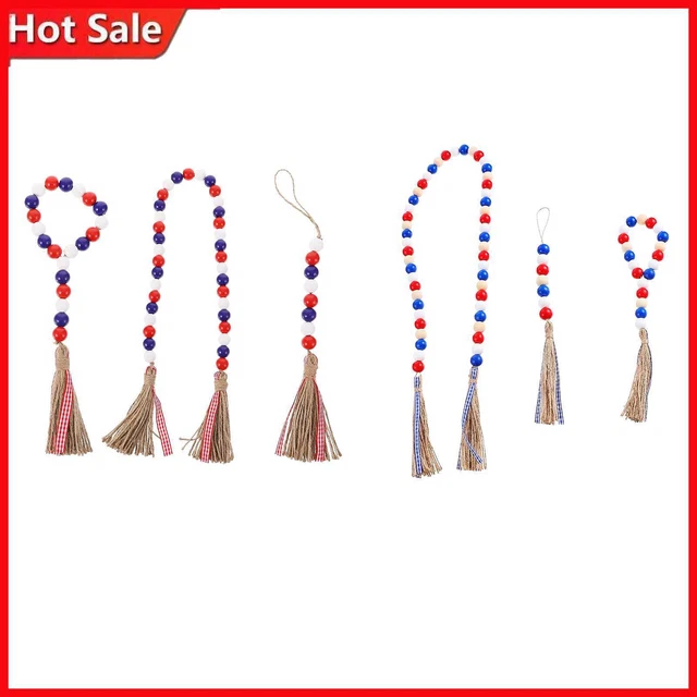 American Colored Wooden Bead Pendant - Hanging Boho Style Jewelry for Home Doors
