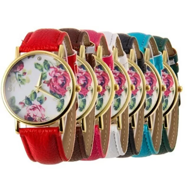 Orologio Donna Geneva Originale Sport Tempo Libero Vintage Classico Fiori Style