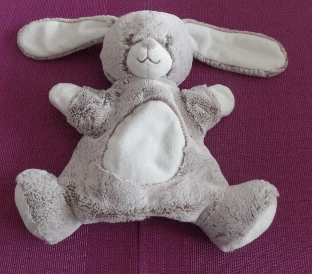 T4G / doudou marionnette lapin beige marron chiné blanc TEX