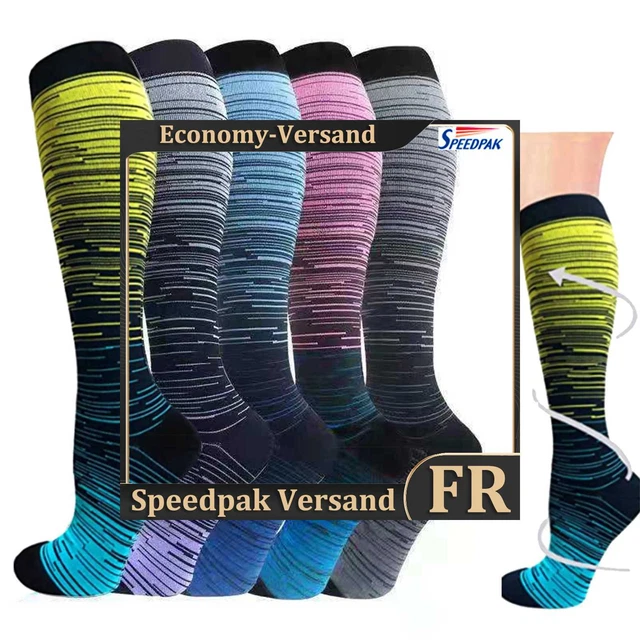 5 Pairs Compression Stocking Unisex Gradient Stripes Sports Socks Unisex (S/M) H