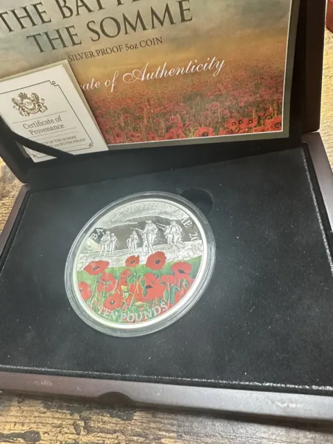 GUERNSEY: 2016 Battle Of Somme 5oz Fine Silver Coin