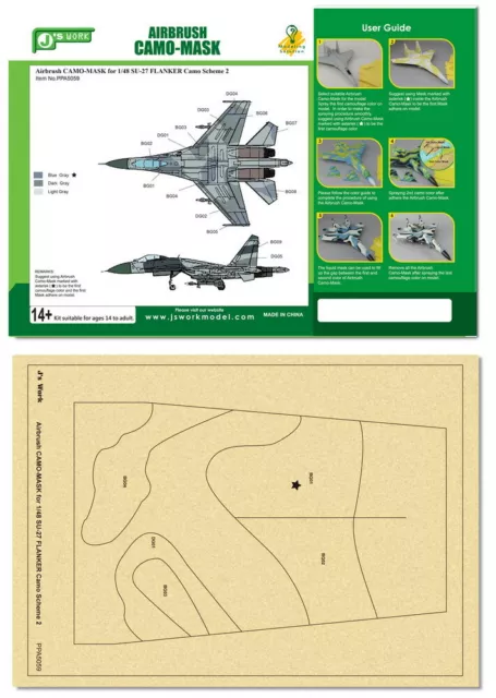 Su-27 Arctic Blizzard Camo Paint Masks 1/48 for Flanker in 48th scale