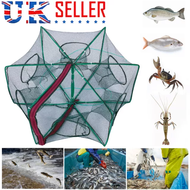 6 Holes Foldable Shrimp Cast Cage Crab Fish Crayfish Prawn Trap Fishing Net A