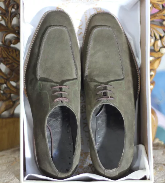 New Handcrafted Genuine Green Suede Derby Lace Up Dress, Formal Shoes for Men's 2