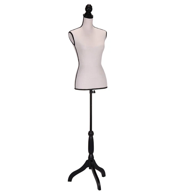 FEMALE MANNEQUIN TORSO Dress Form Clothing Display W/Black Tripod Stand