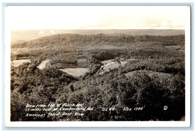 View From Top Of Polish Mt. Cumberland Maryland MD RPPC Photo Vintage Postcard