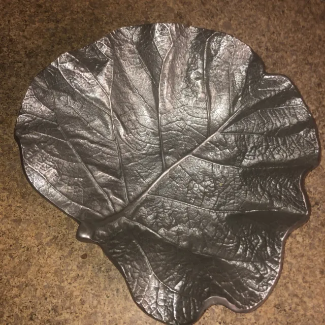 Virginia Metal Crafters Large Sea Grape Leaf Bowl Tray Platter 3513 Aluminum 12”