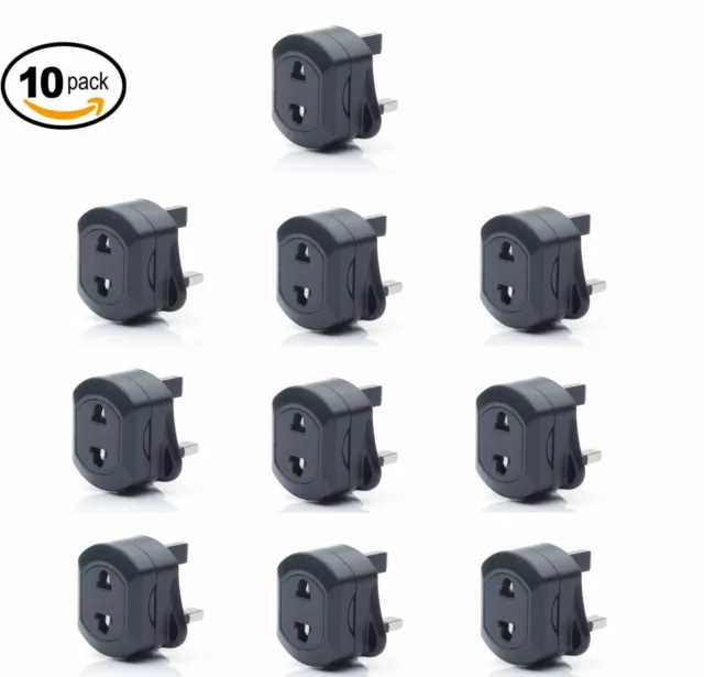 EU 2 Pin To UK 3 Pin Fused Adaptor Plug Black For Shaver/Toothbrush Adapter