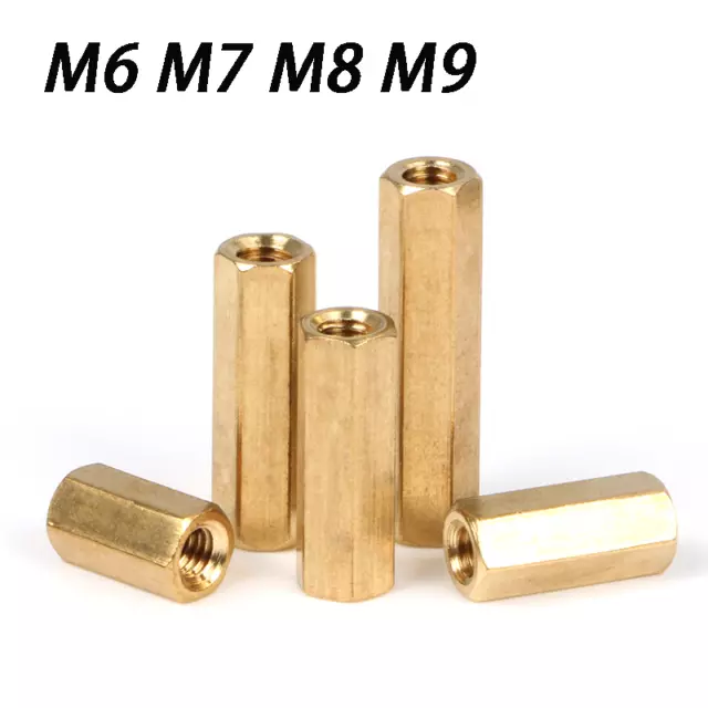 M6 M7 M8 M9 Brass Hex Connection Nut Hexagon Connecting Rod bar Stud Long Nuts