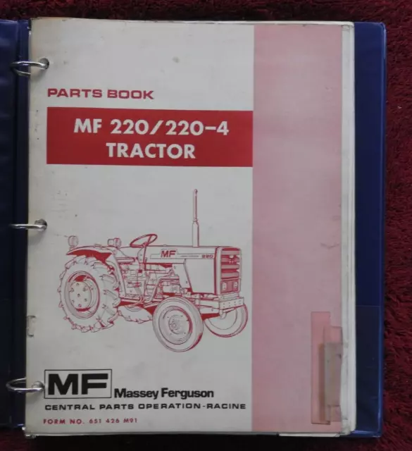 1978-1984 Genuine Massey Ferguson Mf 220 2Wd & 4Wd Tractor Parts Catalog Manual