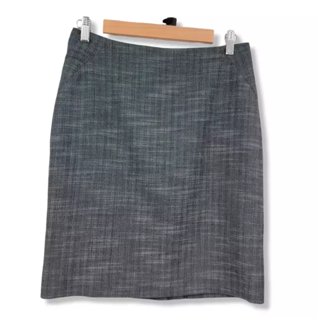 Ann Taylor Women's Plaid Textured Pencil Skirt Black Gray Size 6P