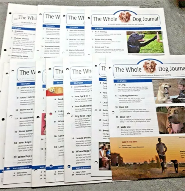 Whole Dog Journal Lot of 11 2011 to 2014 Dog Care and Training Issues