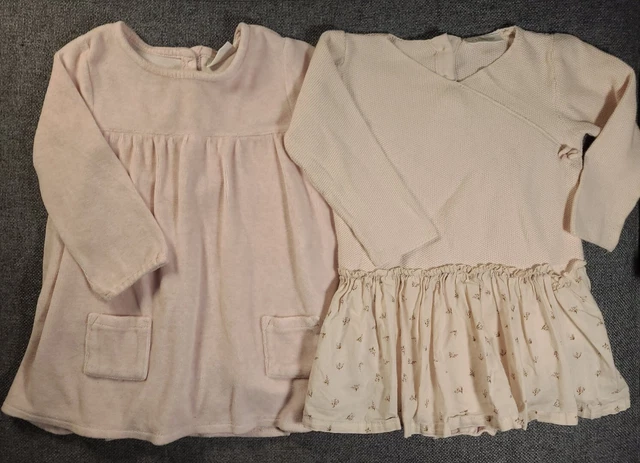 Next Baby Girls Dress bundle 9-12 Months pink Velour floral party (503)