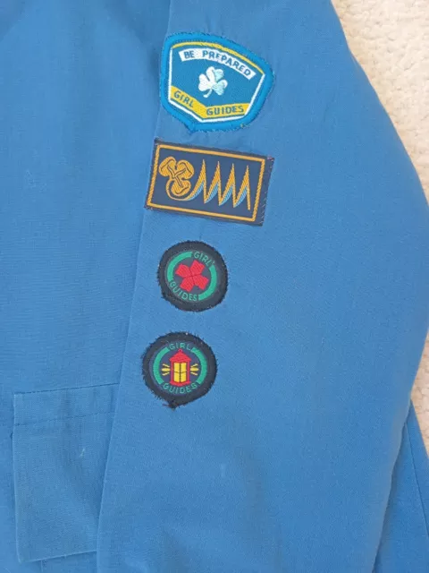 Vintage Girl Guide Uniform 1980 Shirt inc Badges, Neck Tie, Cap 80s Queens Guide 2