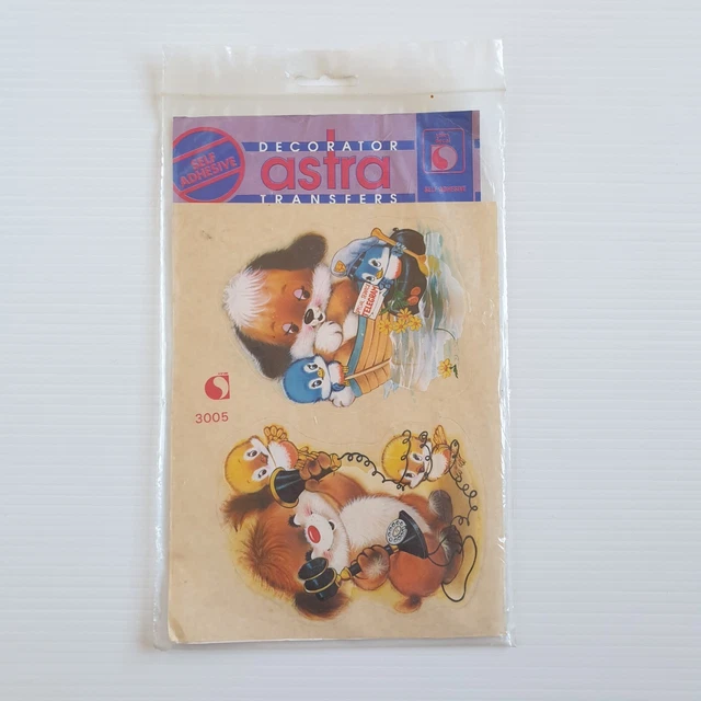 2 x Vintage Decorative Selex Decal Peel & Stick Transfers Nursery Puppy Dog