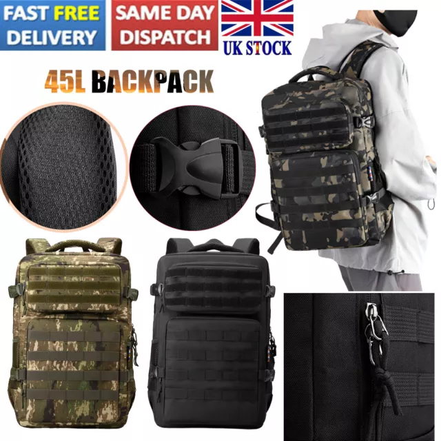 45L Military Tactical Army Backpack Rucksack Camping Hiking Trekking Outdoor Bag