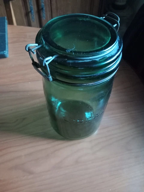 Bocal En Verre Vert L'IDEALE 1 Litre - Vintage France - Pot De Conservation