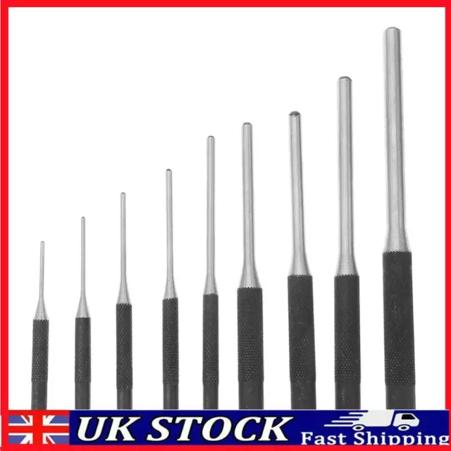 9pcs Multi Size Round Head Pins Set Punch Steel Grip Roll Pins Punch Tool