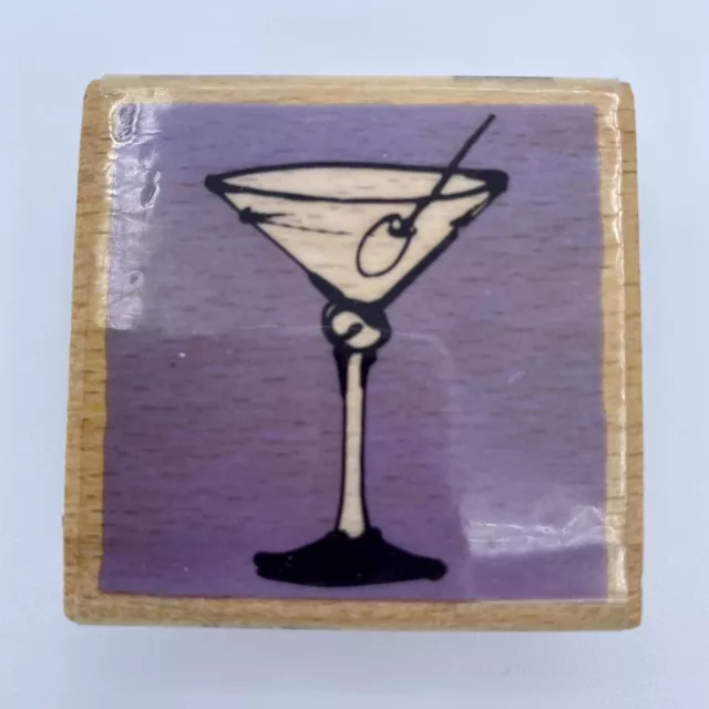 Vap! Scrap Martini Glass Rubber Mounted Stamp Olive Party Celebration Preowned