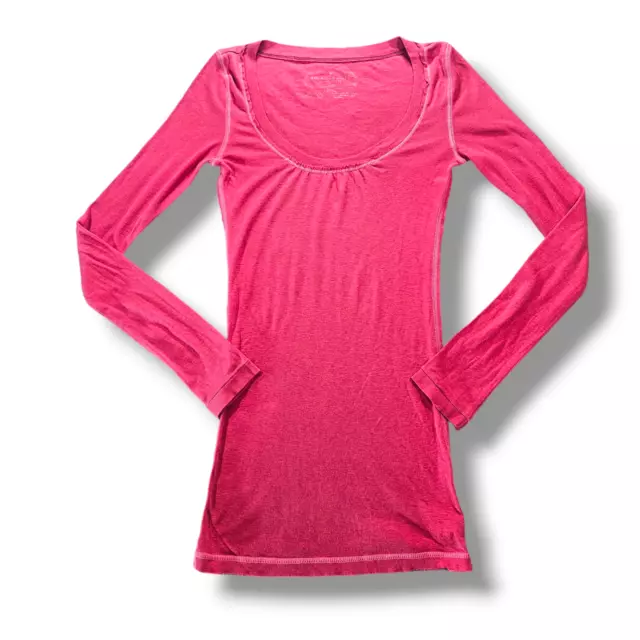 American Eagle Outfitters Top Women's Small Pink Long Sleeve Boat Neck Stretch