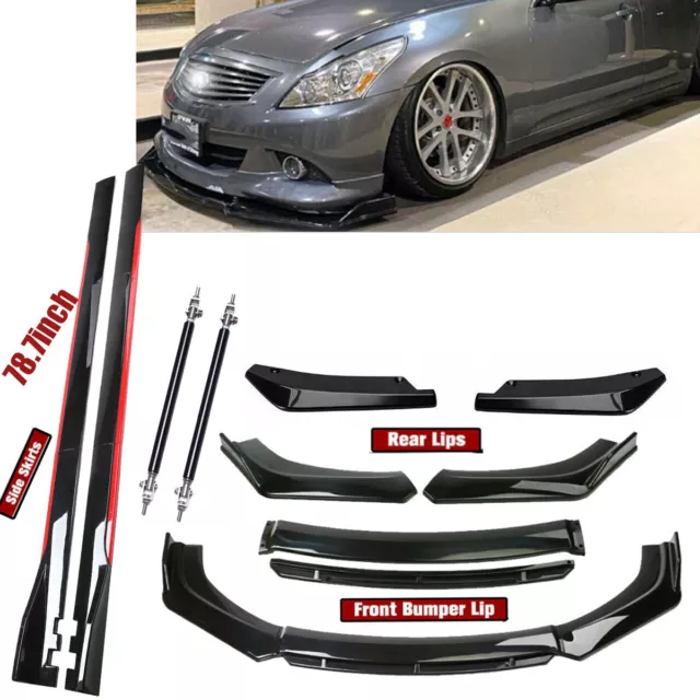 For Infiniti G35 Front Bumper Lip Spoiler Splitter79"Side Skirts Rear Lip Strut