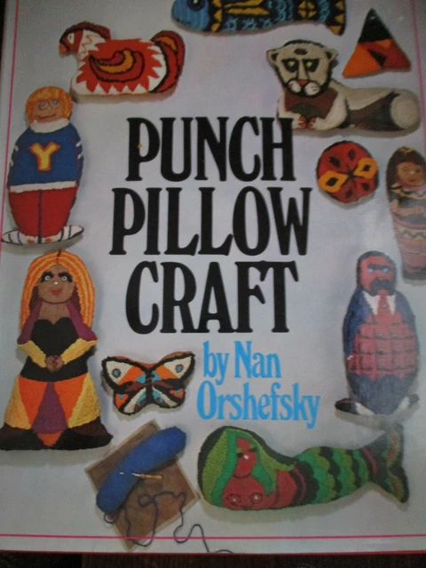 Libro de patrones artesanales de colección 1976 almohada perforadora aguja enganchada/Nan Orshefsky HC