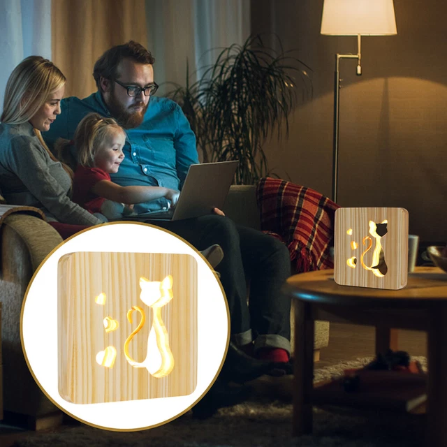 Cumpleaños Presentar Madera Noche Luz para Dormitorio 3D Hermosa Noche Luz
