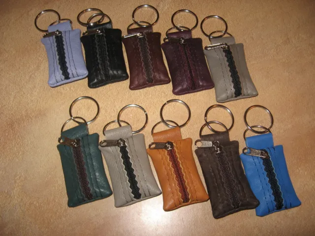 100% REAL GENUINE LEATHER SMALL KEYRING KEY POUCH PURSE WALLET different sizes