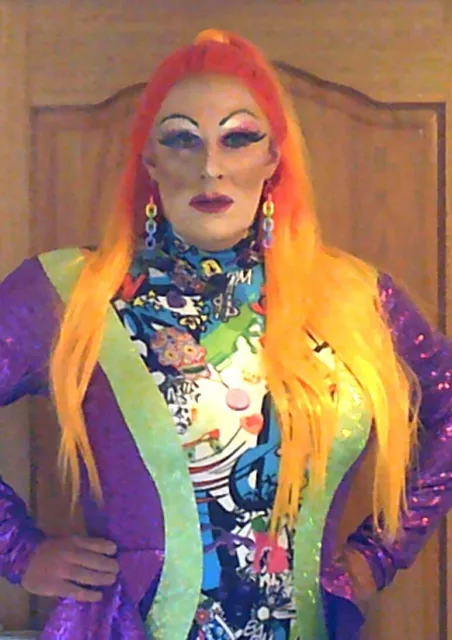 Lace Front Orange Ponytail Drag Queen Wig