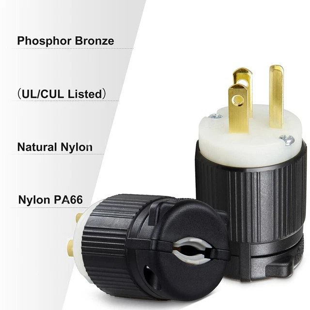 Klingenstecker Prise 125V 15A 2 Pôle 3 Lignes Remplacement Noir 1 Pièce