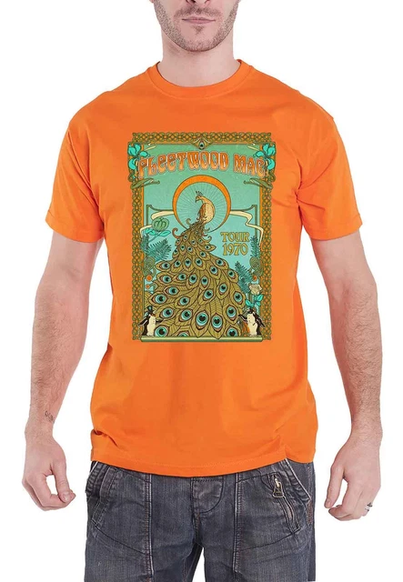 Fleetwood Mac T Shirt Tour 1970 Peacock Band Logo new Official Unisex Orange