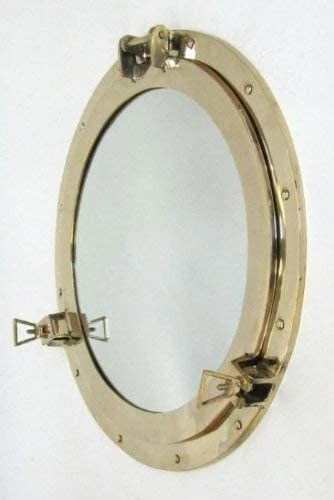 Solid Brass Porthole Mirror 20" Nautical Wall Decor