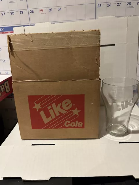 LIKE Cola Seven UP Product 1982 Clear 10 Oz Glasses - 5” Tall Lot of 4 in box 2