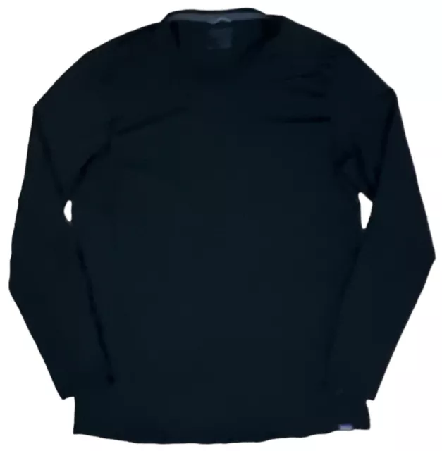 Patagonia Shirt LARGE black Base Layer Merino Wool Blend Pullover Daily