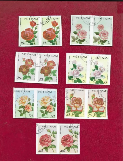 Vietnam 1987 Roses Set Imperforate Pairs