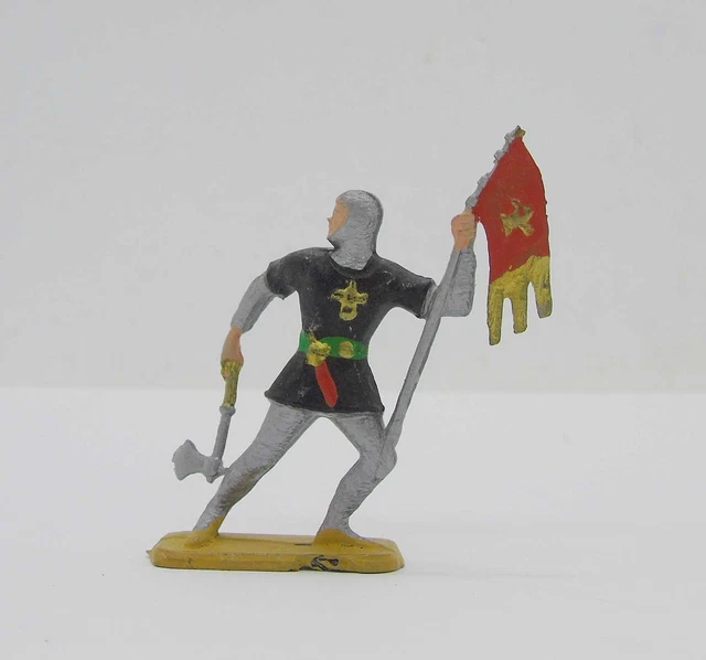 Figurine Starlux Moyen Âge Porte-Oriflamme Avec Cape – Réf 6113, Vintage