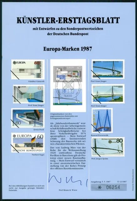 Germany Art-Sheet 1987/12 Mies Van Der Rohe Barcelona Pavillon Unissued Drafts!