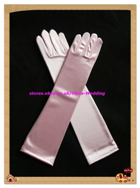 White/Pink/Ivory Flower Girl/Kid Satin Children Glove