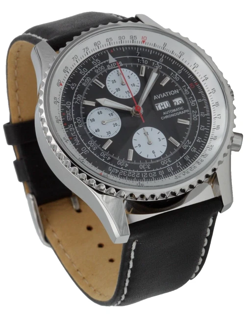 Montre Aviation Chronographe Automatique Pour Hommes - Mouvement 7750 Clone, Boîtier 47mm, étanche 50m