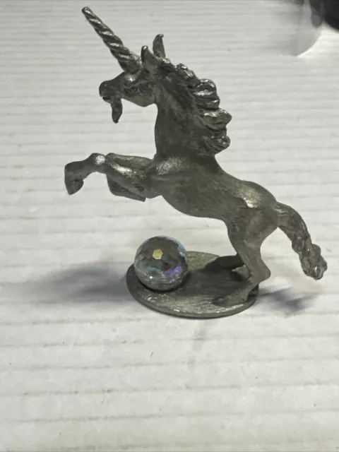 Spoontiques 1986 Unicorn With Crystal Ball #504 Pewter Decorative Figurine 3"