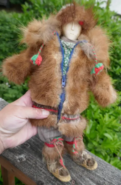 Vintage Mid 20th Century Alaskan Native Handmade Doll - 13.5" Tall